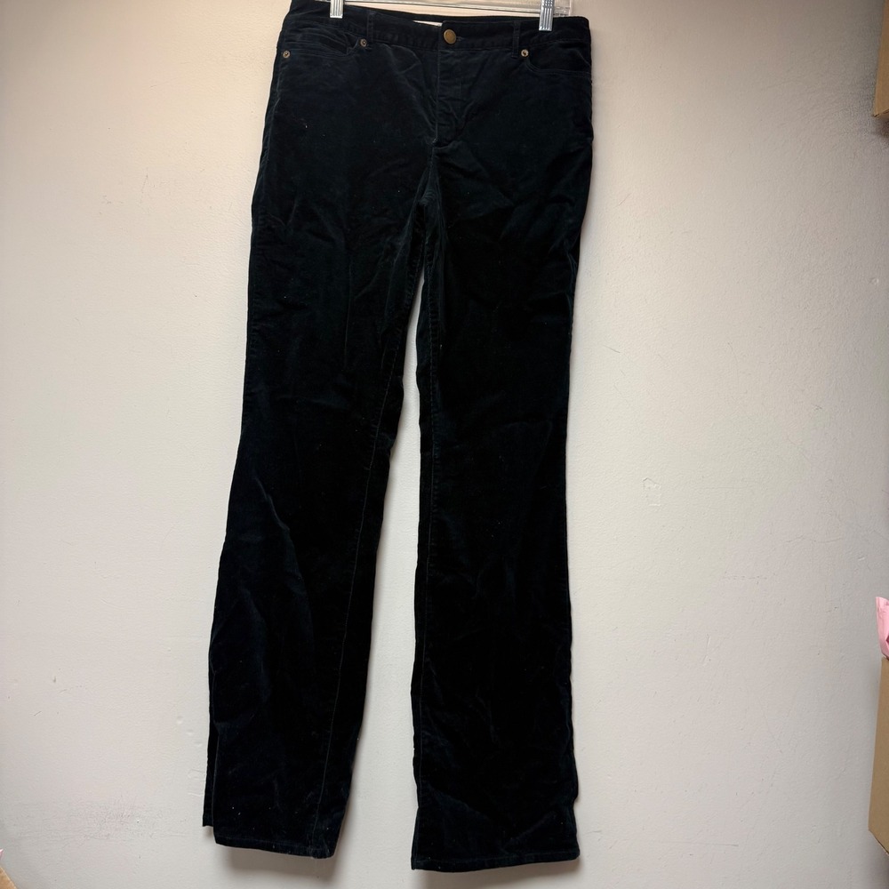Coldwater Creek Corduroy Pants Women 10 Black Excellent Natural Fit Straight Leg